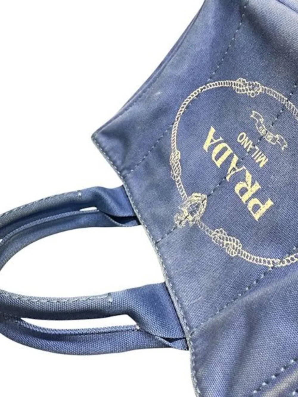 Prada Canapa Blue Canvas Tote - Picture 6 of 9